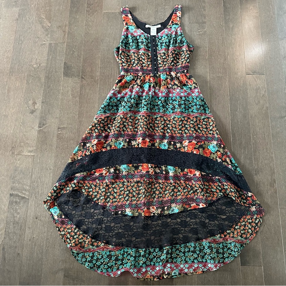 American Rag Dress Festival Boho Floral High‎ Low Lace Corset Romantic XS